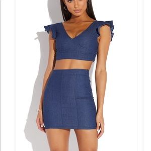 Denim Top & Skirt Set